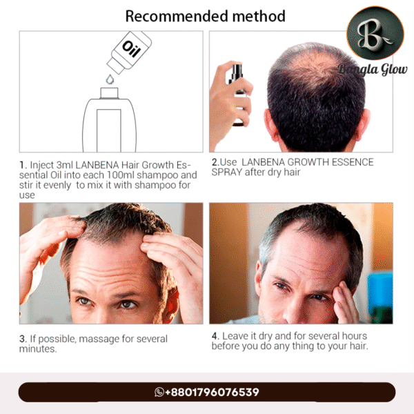 Lanbena Hair Growth Combo – Essential Spray (20ml) + Essential Oil (20ml)