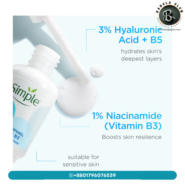 Simple 3% Hyaluronic Acid & Vitamin B Serum – Hydration Booster for Smooth, Healthy Skin