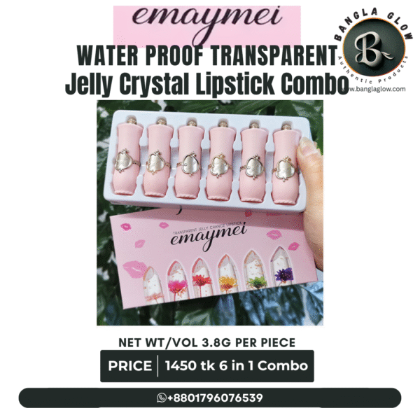 Emaymei Transparent Jelly Lipstick – 6 Flavors Gift Set | Color Changing Crystal Lipstick Combo