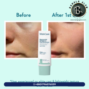 WishCare oil balance sunscreen before after