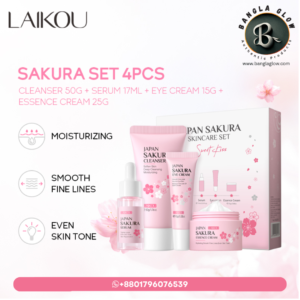 Laikou Japan Sakura cleanser 50g, serum 17ml, eye cream 15g, essence cream 25g