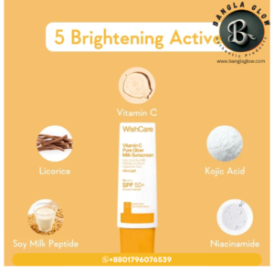 2% vitamin C kojic acid niacinamide in WishCare sunscreen